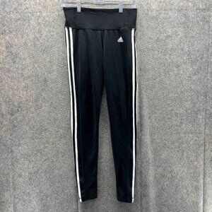 Adidas Pants Women Small Black Athletic Climalite 3 striped Tights Leggings